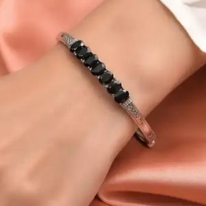 Black Spinel Bangle Bracelet